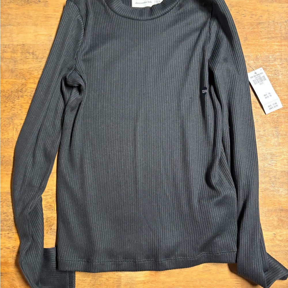 Abercrombie Kids Black Ribbed Long Sleeve Tee